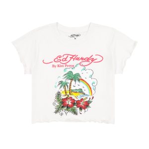 Tropical Scene Lettuce Edge Baby Tee