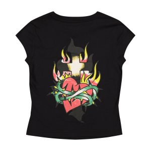 Cross Heart Cap Sleeve Tee