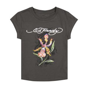 Orchid Rhinestone Cap Sleeve Tee